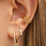Carved Turquoise Fan Huggie Hoops