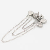 Crystal Array Chain Earrings - Silver
