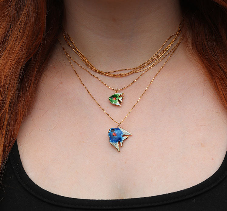 Enamel Angel Fish Necklace - Small