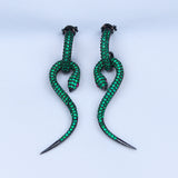 solid .925 silver Swarovski crystals statement snake earrings