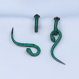 solid .925 silver Swarovski crystals statement snake earrings