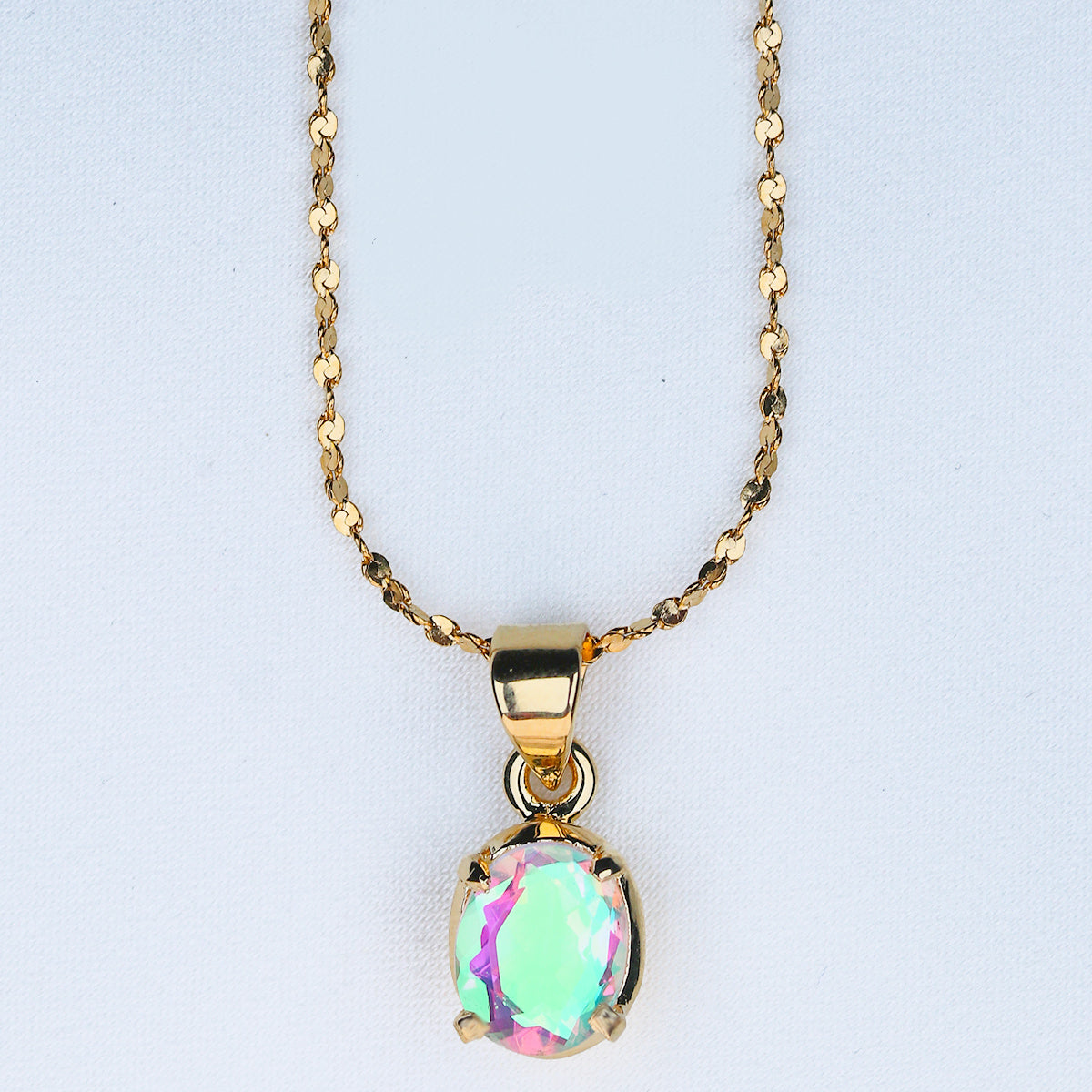 Mystic Topaz necklace solid .925 sterling silver waterproof tarnish free
