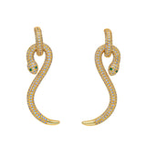 Crystal Inlay Snake Earrings