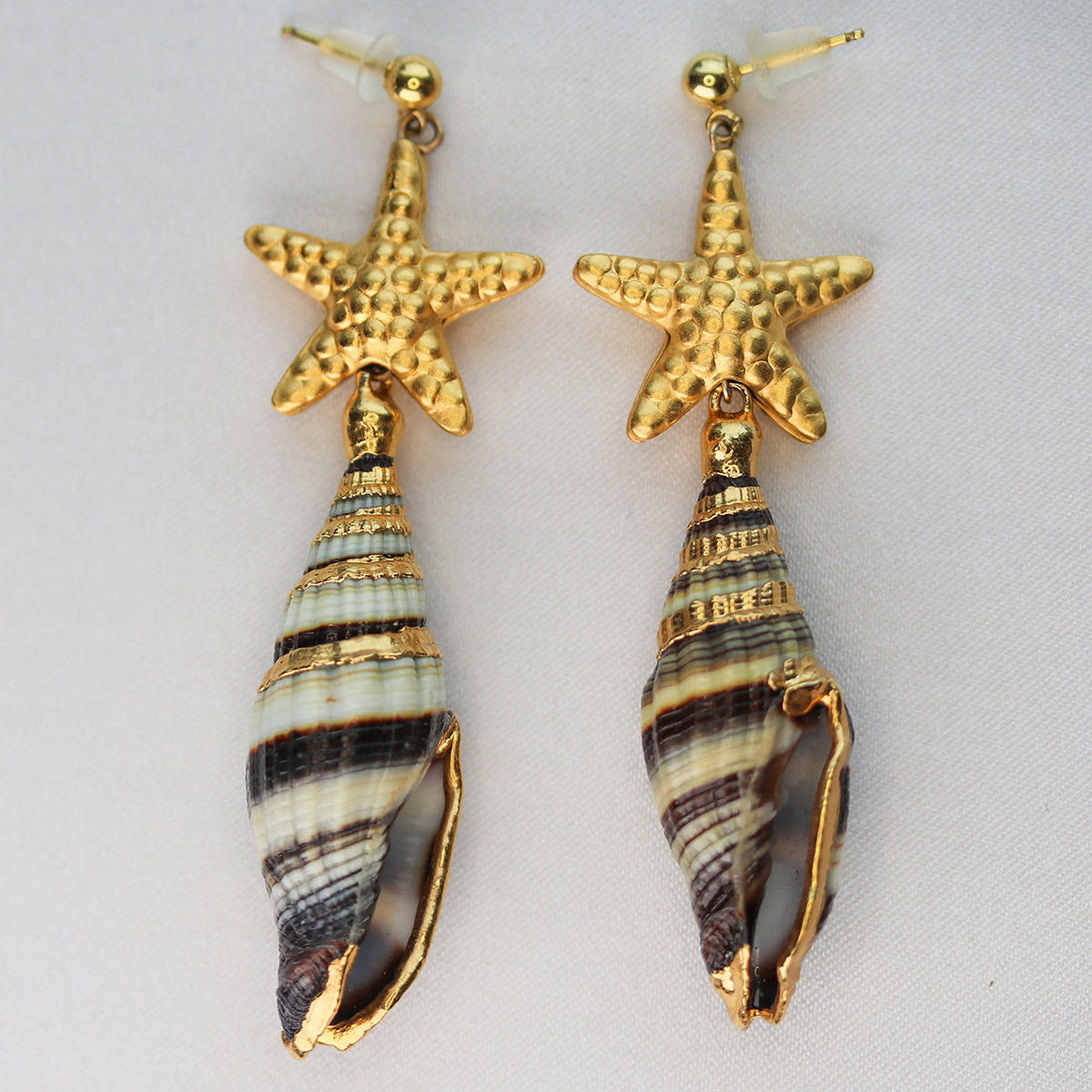 under the sea shell earrings gold plated 925 sterling silver