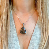 Tourmalinated quartz 925 sterling silver necklace Italian adjustable chain tarnish free waterproof nickel free