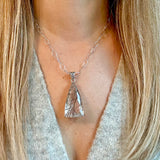 Tourmalinated quartz 925 sterling silver necklace Italian adjustable chain tarnish free waterproof nickel free