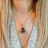 Tourmalinated quartz 925 sterling silver necklace Italian adjustable chain tarnish free waterproof nickel free