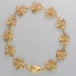 gold filled hibiscus flower link bracelet
