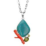 Turquoise, Coral, Peridot Necklace