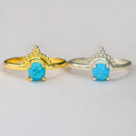 natural turquoise dainty stacking ring 925 sterling silver waterproof gold