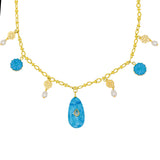 Turquoise Pearl Charm Necklace