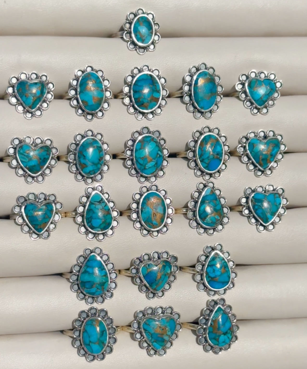 Turquoise Scalloped Border Ring