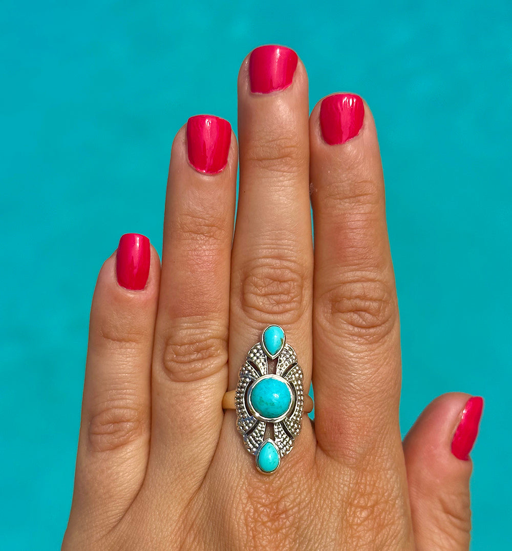 Turquoise Trio Ring