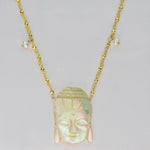 Vintage Carved Buddha Mother of Pearl Necklace