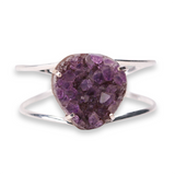 Amethyst Oval Cuff Bracelet- Silver