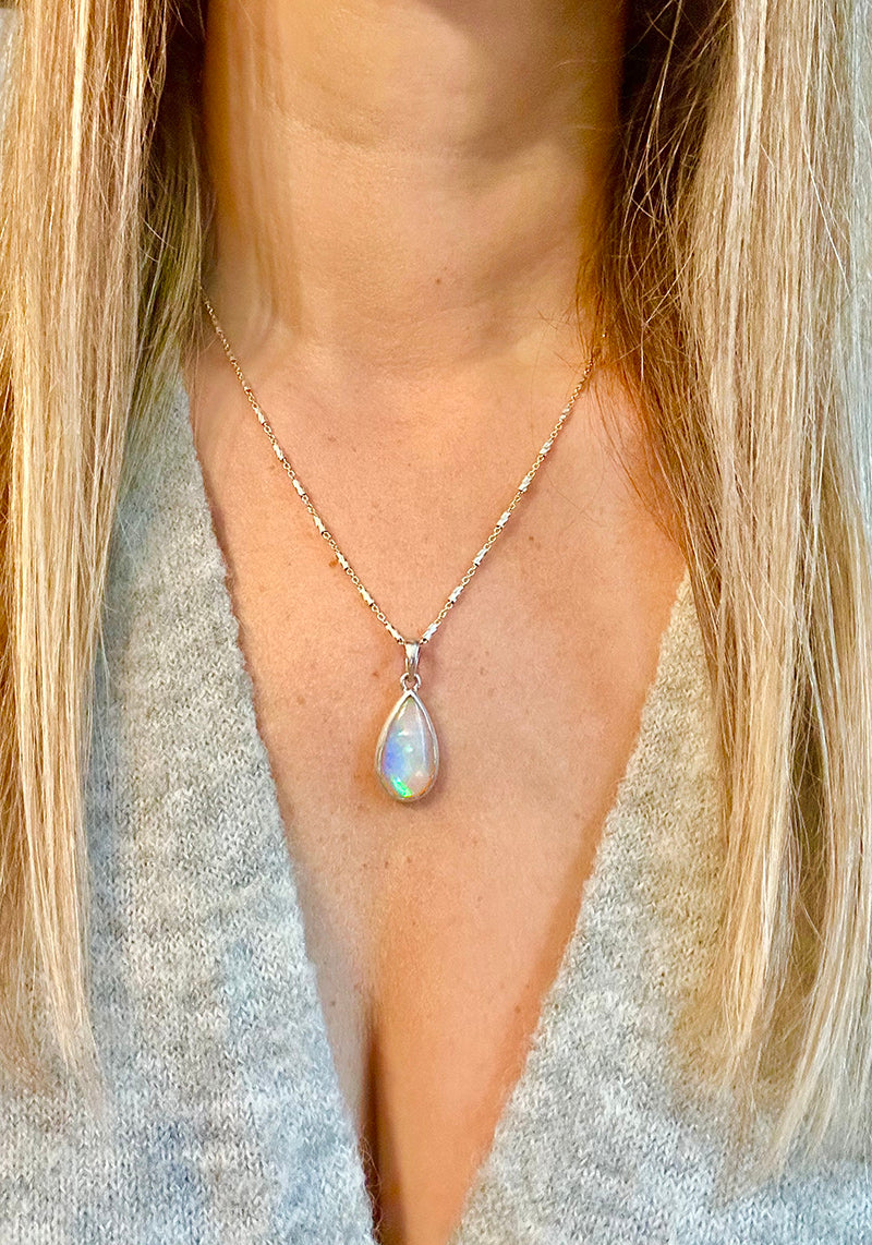 Ethiopian Opal .925 sterling silver beads gold filled necklace adjustable chain