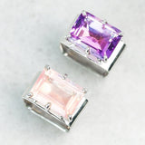 natural rose quartz purple amethyst square band rings 925 sterling silver