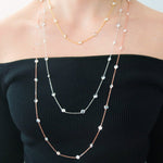 rose gold crystal layer necklace 14k gold rose gold plated 925 sterling silver