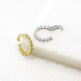 crystal spring ear cuff cubic zirconia crystals 14k gold plated 925 sterling silver