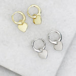 small gold plated 925 silver hoop heart  huggie click earring