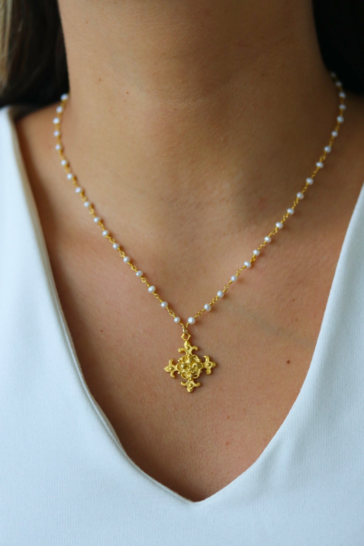 Outlet FLEUR DE LIS Pearl Necklace, Lily