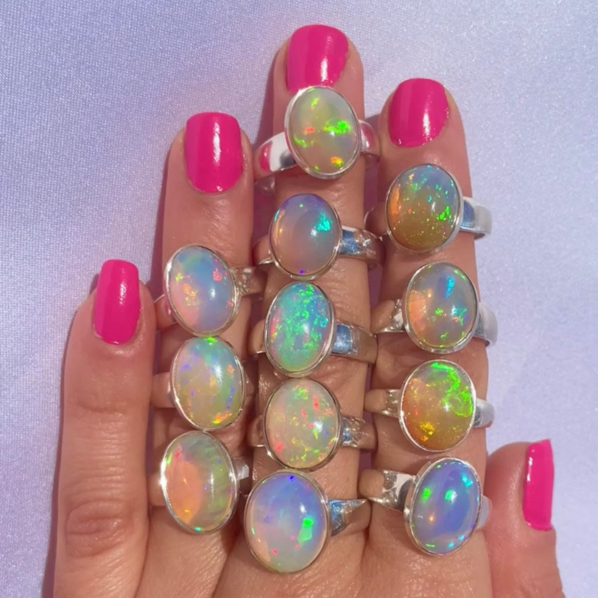 opal crystal ball rings 925 sterling silver