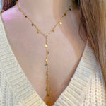 disc lariat necklace 14k gold plated 925 sterling silver