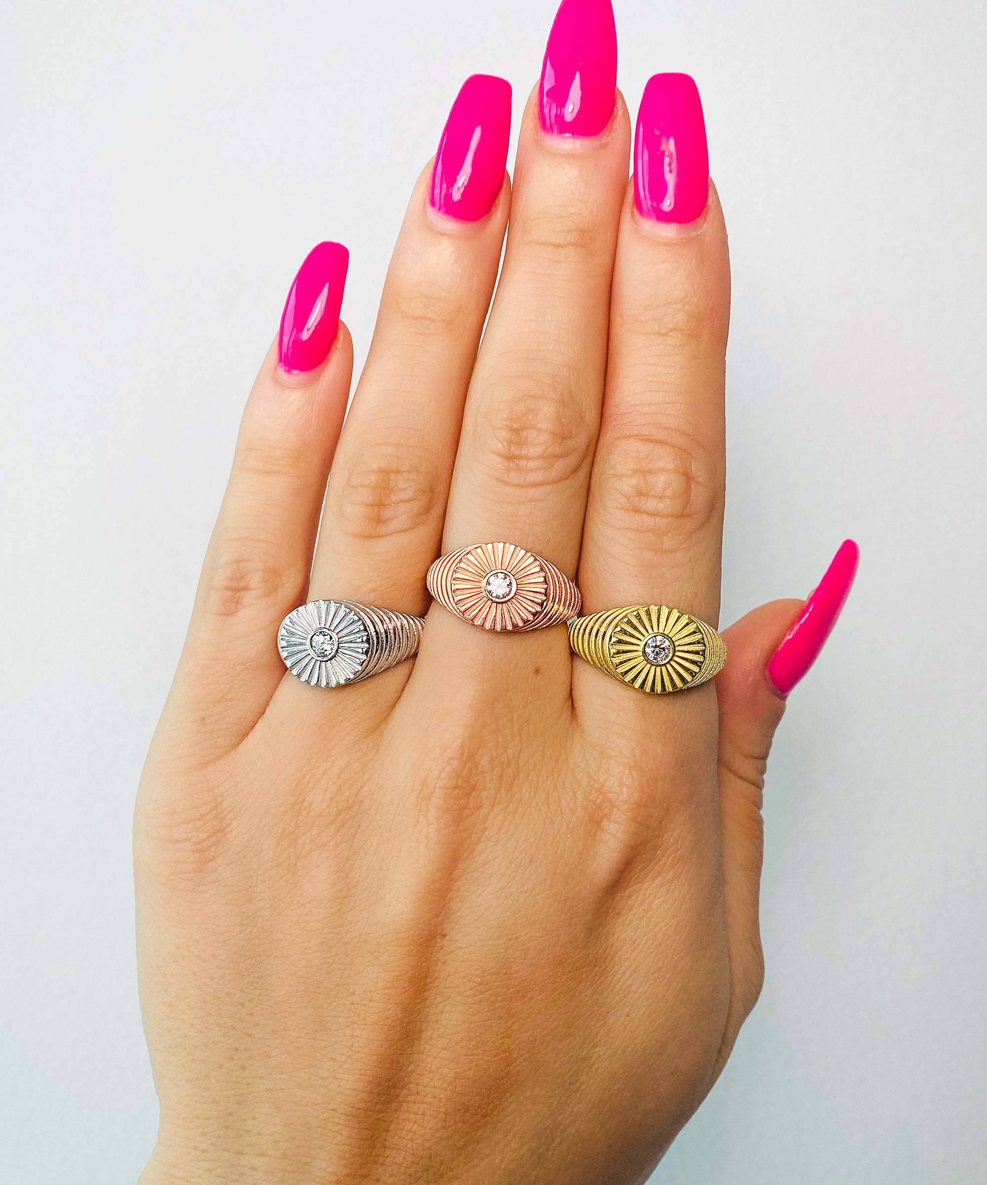 Etched Signet Ring - Rose Gold