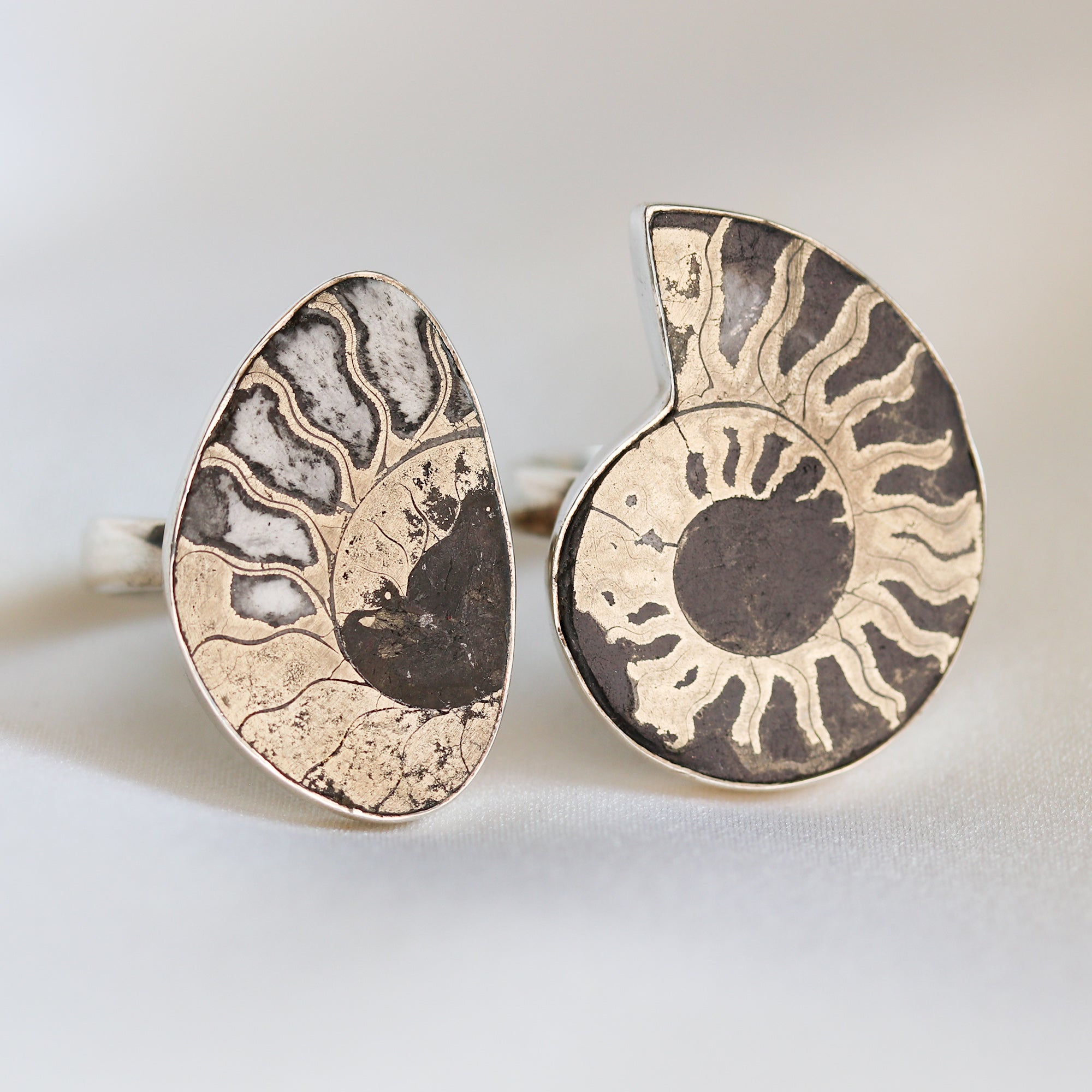metal ammonite fossil ring 925 sterling silver
