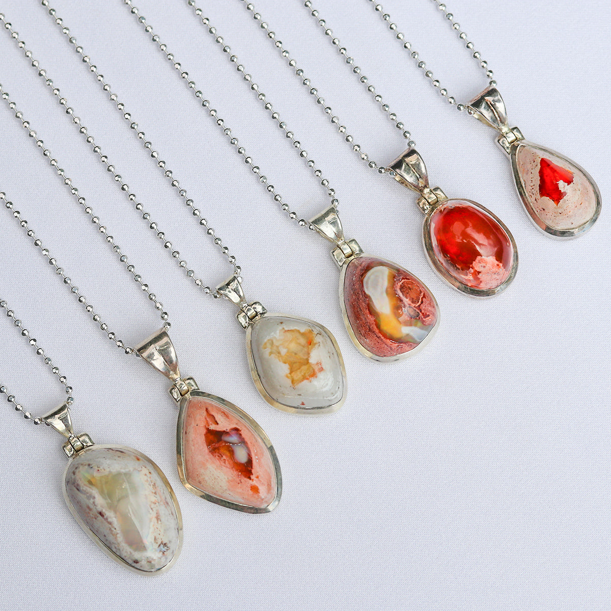 mexican fire opal necklace 925 sterling silver