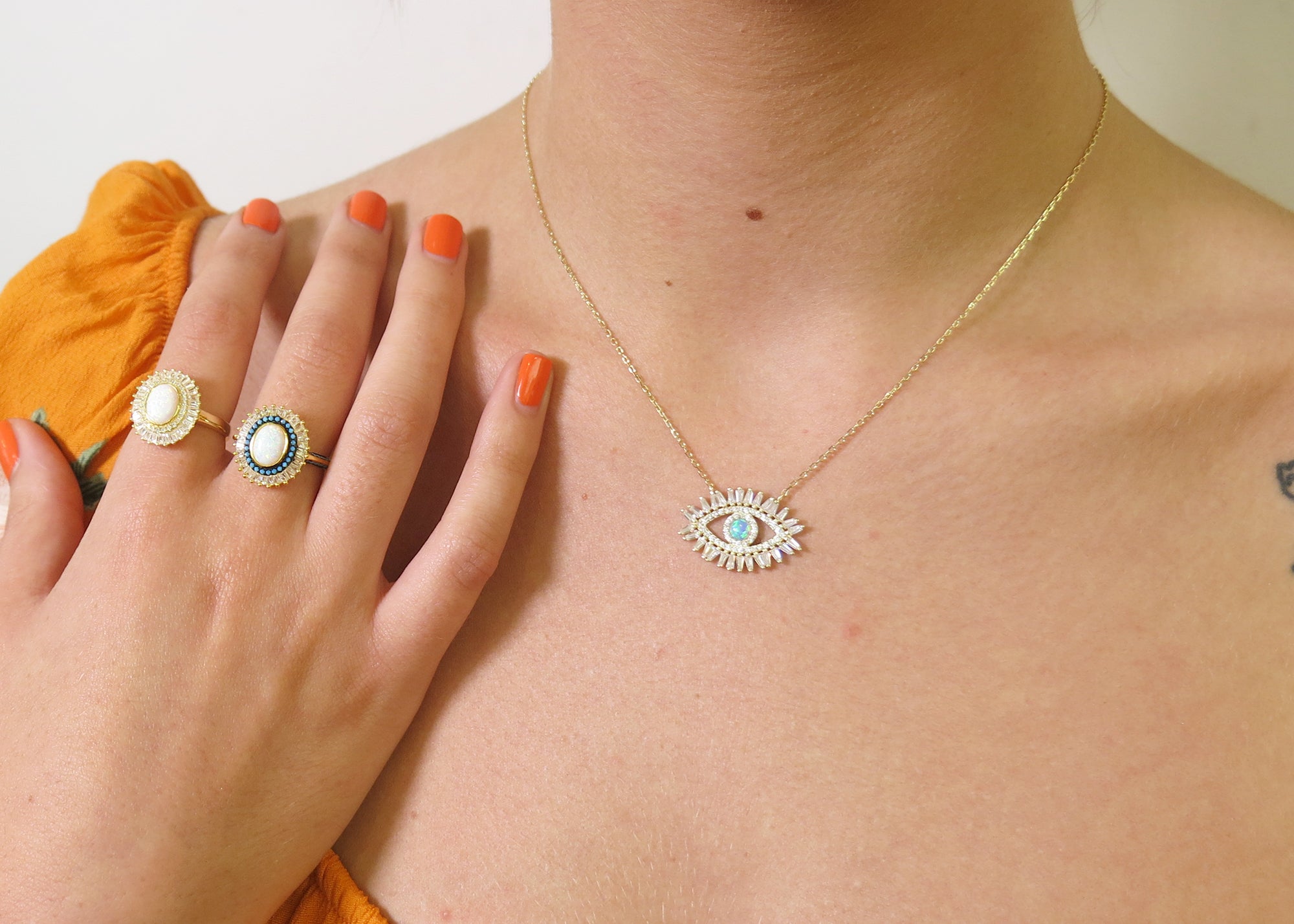 Opal Evil Eye Necklace