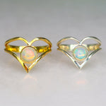 opal heart ring 925 sterling silver