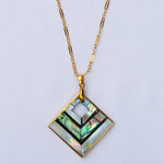 abalone chevron medallion necklace mother of pearl gold filled chain