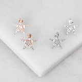 super star stud earrings 14k gold plated 925 sterling silver cubic zirconia