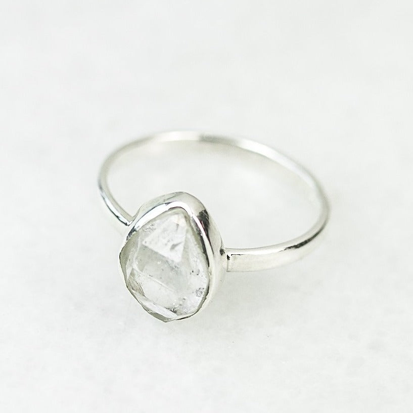 tiny herkimer diamond ring 925 sterling silver