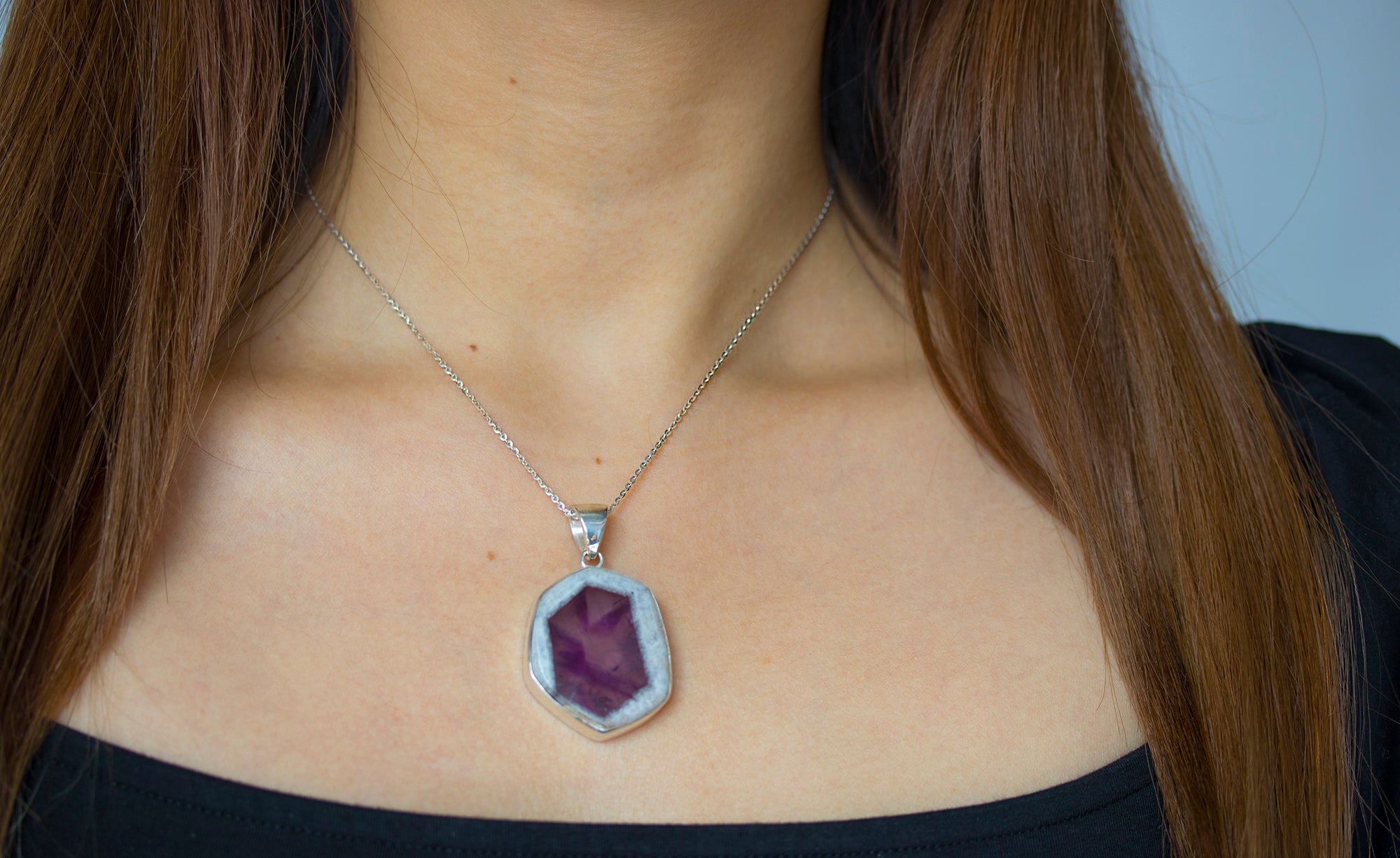 Amethyst Quartz Trapiche Necklace