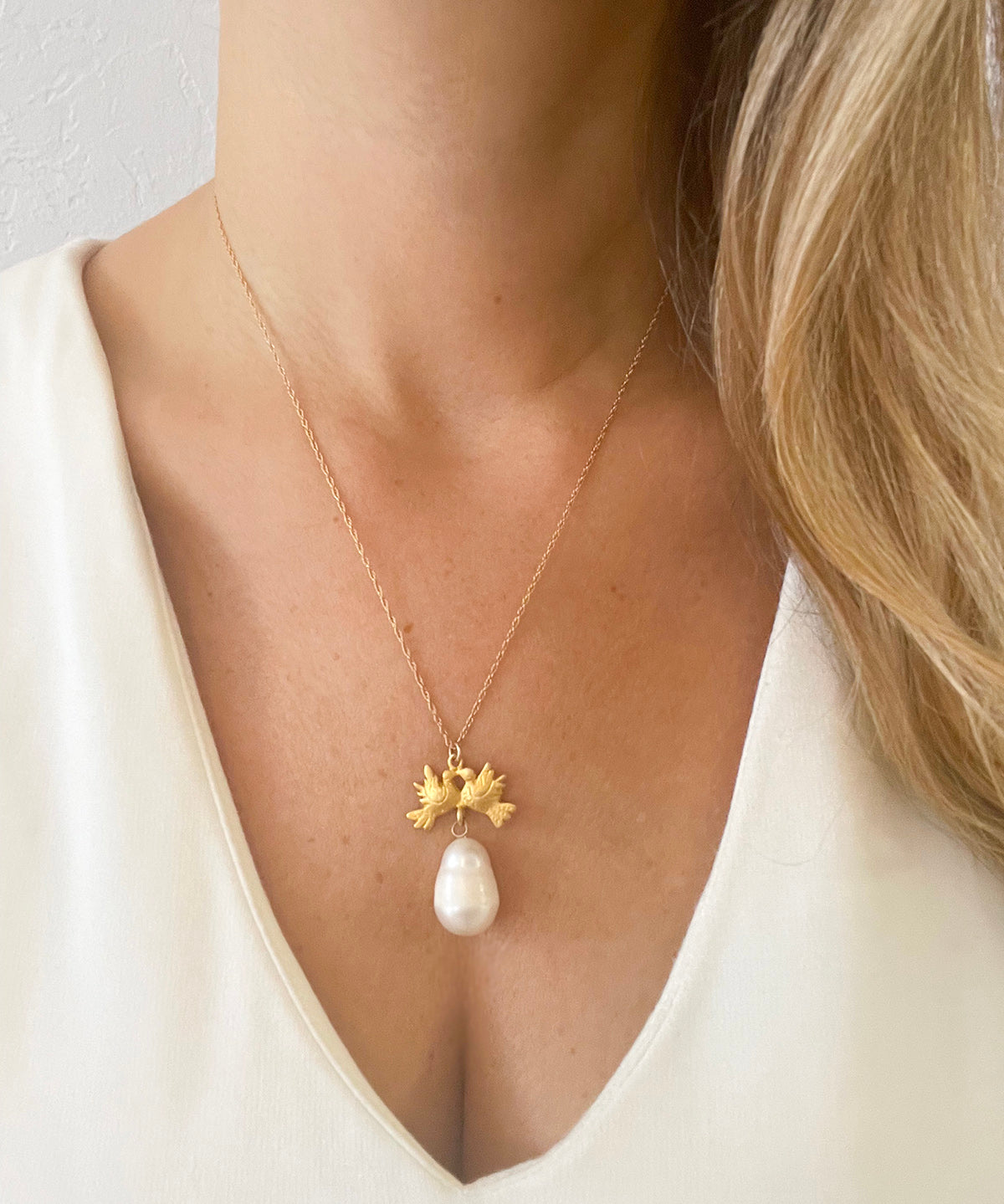 Love Birds Pearl Necklace