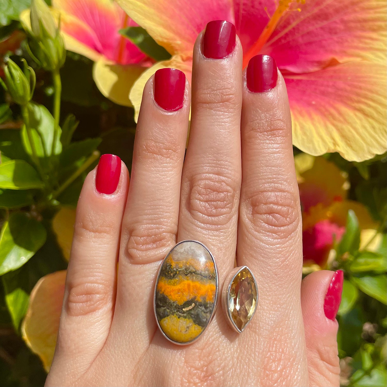 Bumble Bee Jasper & Citrine Duo Ring