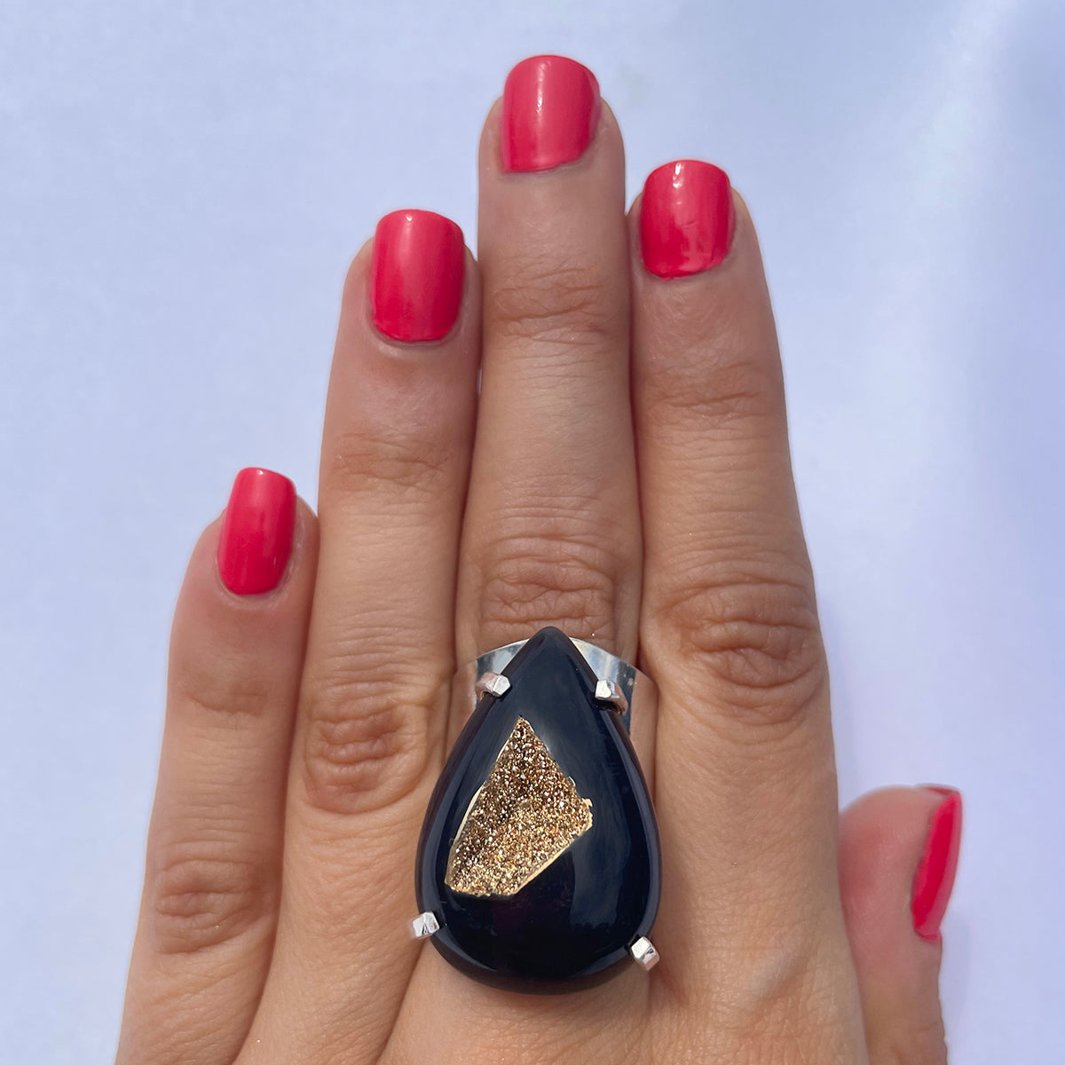 XL Geode Ring - Gold Plated Black Geode
