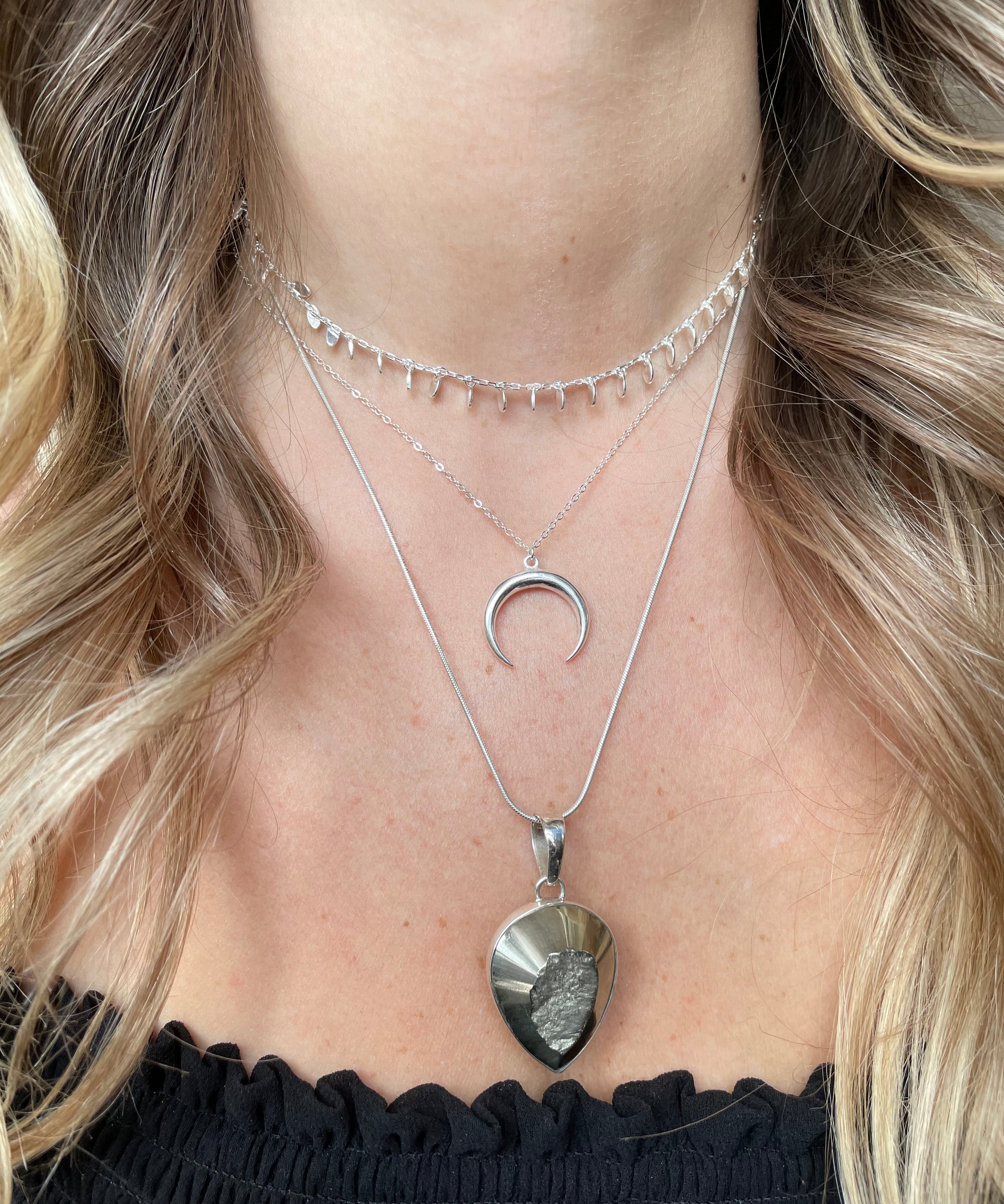 Pyrite Necklace - Smooth teardrop