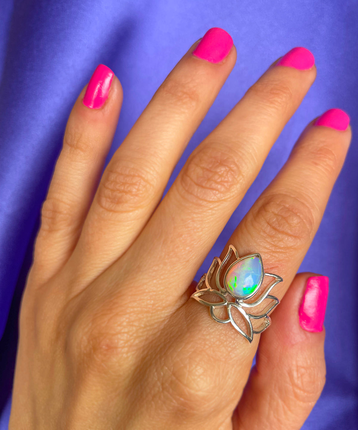 Lotus Blossom Opal Ring - Large