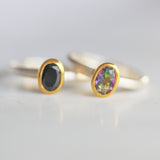 mixed metal ring topaz onyx 14k gold plated 925 sterling silver