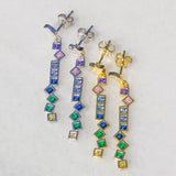 moon and star rainbow drop earrings swarovski crystals 14k gold plated 925 sterling silver
