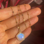 Faceted Moonstone Pentagon Necklace Gold filled chain