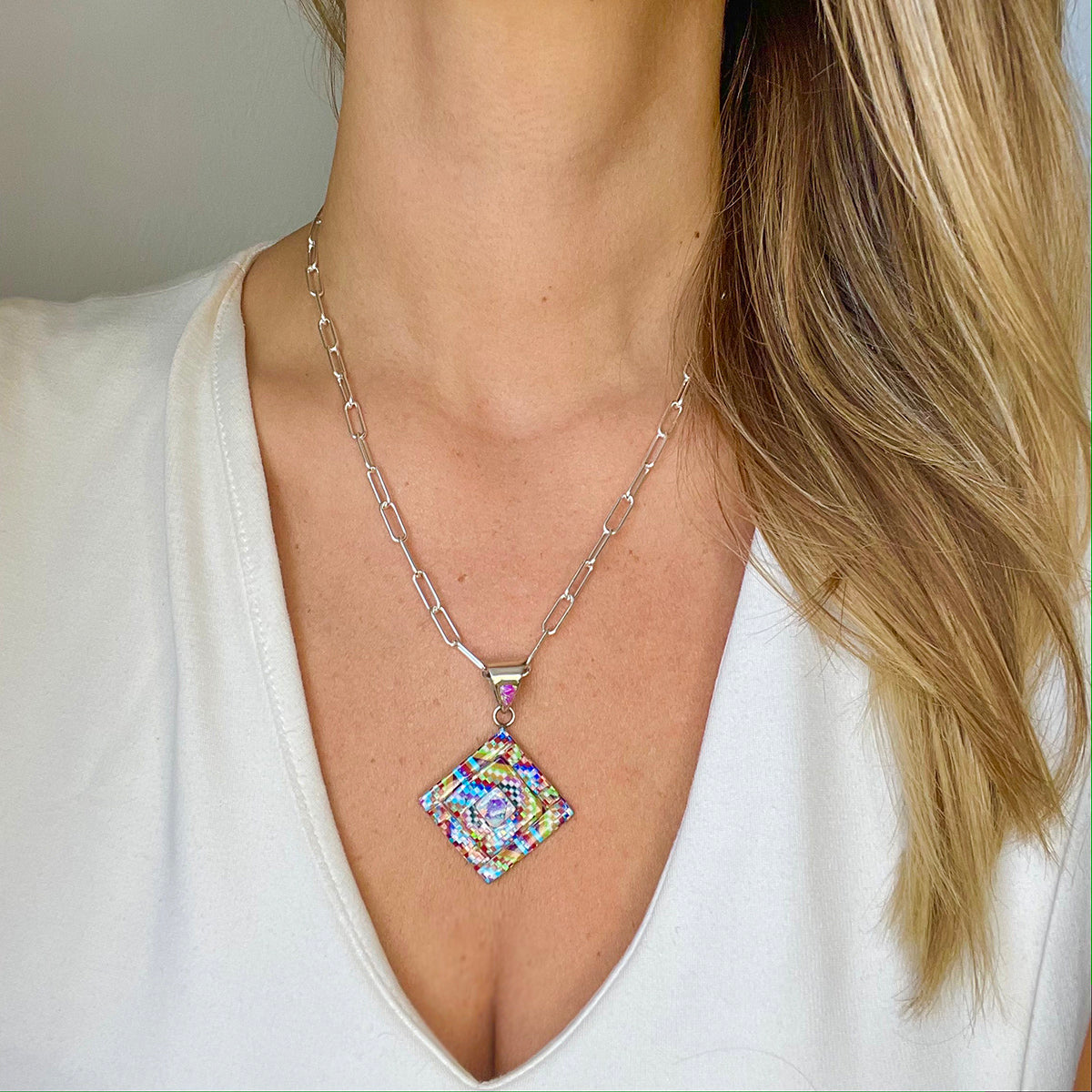 Psychedelic Diamond Mosaic Necklace
