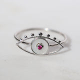 mother of pearl evil eye ring 925 sterling silver