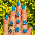 neon blue apatite ring 925 sterling silver one of a kind waterproof