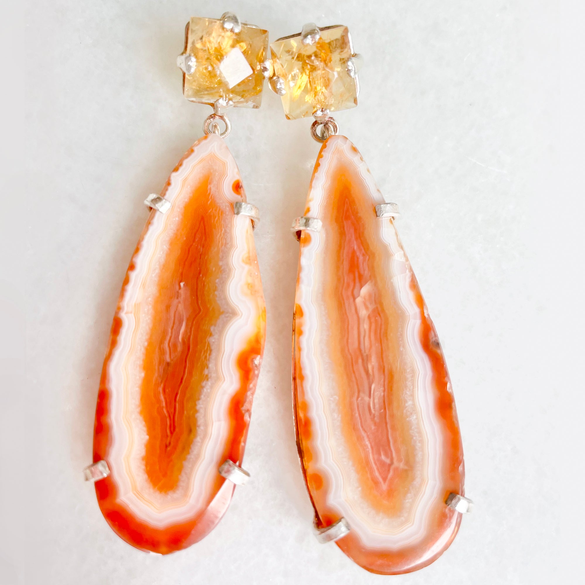 Agate Slice Earrings - Orange