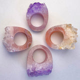 pink amethyst carved rock ring