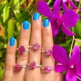 pink natural Tourmaline Love Stone Ring 925 sterling silver